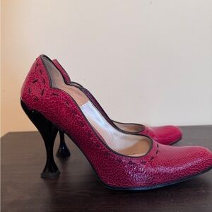 John Fluevog Red and Black Heels